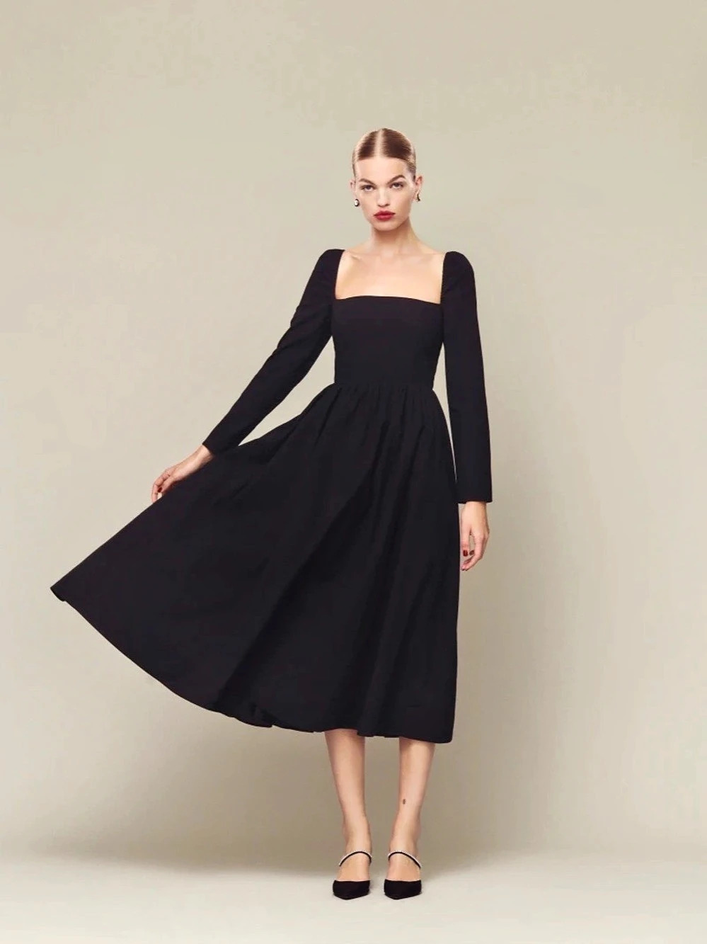 Reformation Sigmund Dress Black Midi Dress